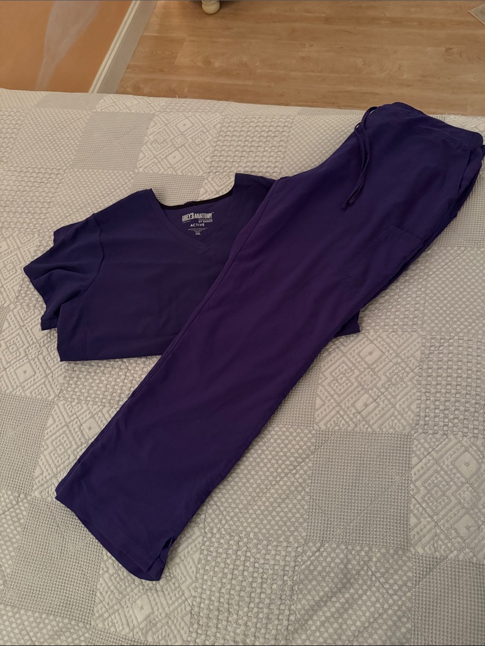 Women’s Deep Purple Grey’s Anatomy Scrub Set- V-Neck Top and Straight Leg Bottom